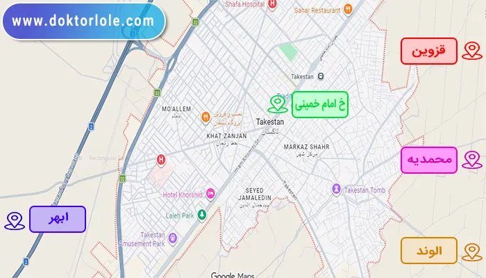 نقشه تحت پوشش لوله بازکنی تاکستان