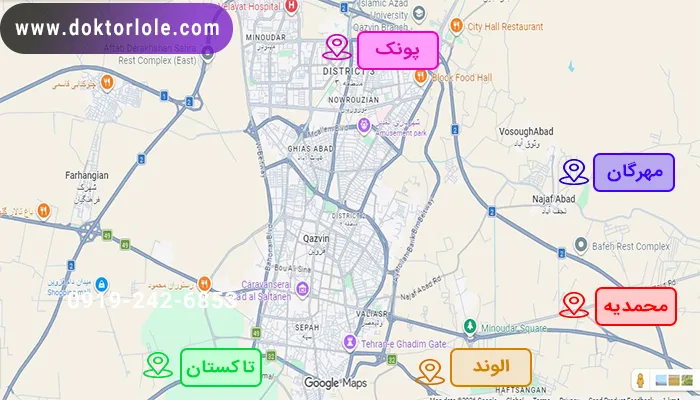 نقشه مپ محدوده تحت پوشش لوله بازکنی قزوین